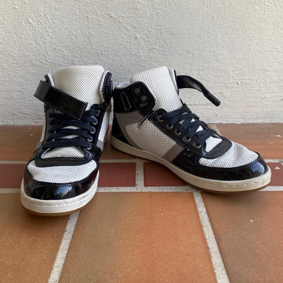 Jack and Jones Mens black/white/grey Leather High-Top Sneaker - Picture 1 of 5